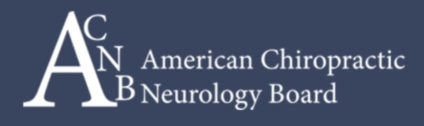 Logo of the American Chiropractic Neurology Board featuring large overlapping letters A, C, N, and B next to the full organization name in white text on a blue background—ideal for any doctor or practitioner in Los Angeles.