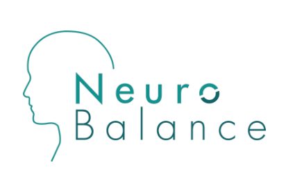 Logo for Neuro Balance featuring the text beside a minimalist outline of a human head in profile, ideal for a chiropractor or doctor. The letter o in Neuro is stylized with a curved line through it.