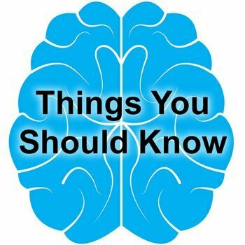 A blue brain illustration with the text Things You Should Know written in black letters across the center.