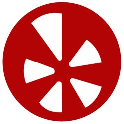 A red circular logo with five white triangular segments arranged in a radial pattern, resembling a sliced pie or a wheel.